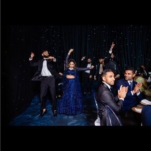 Elegant Blue Sequin Gown/ Navy blue lengha with hand work